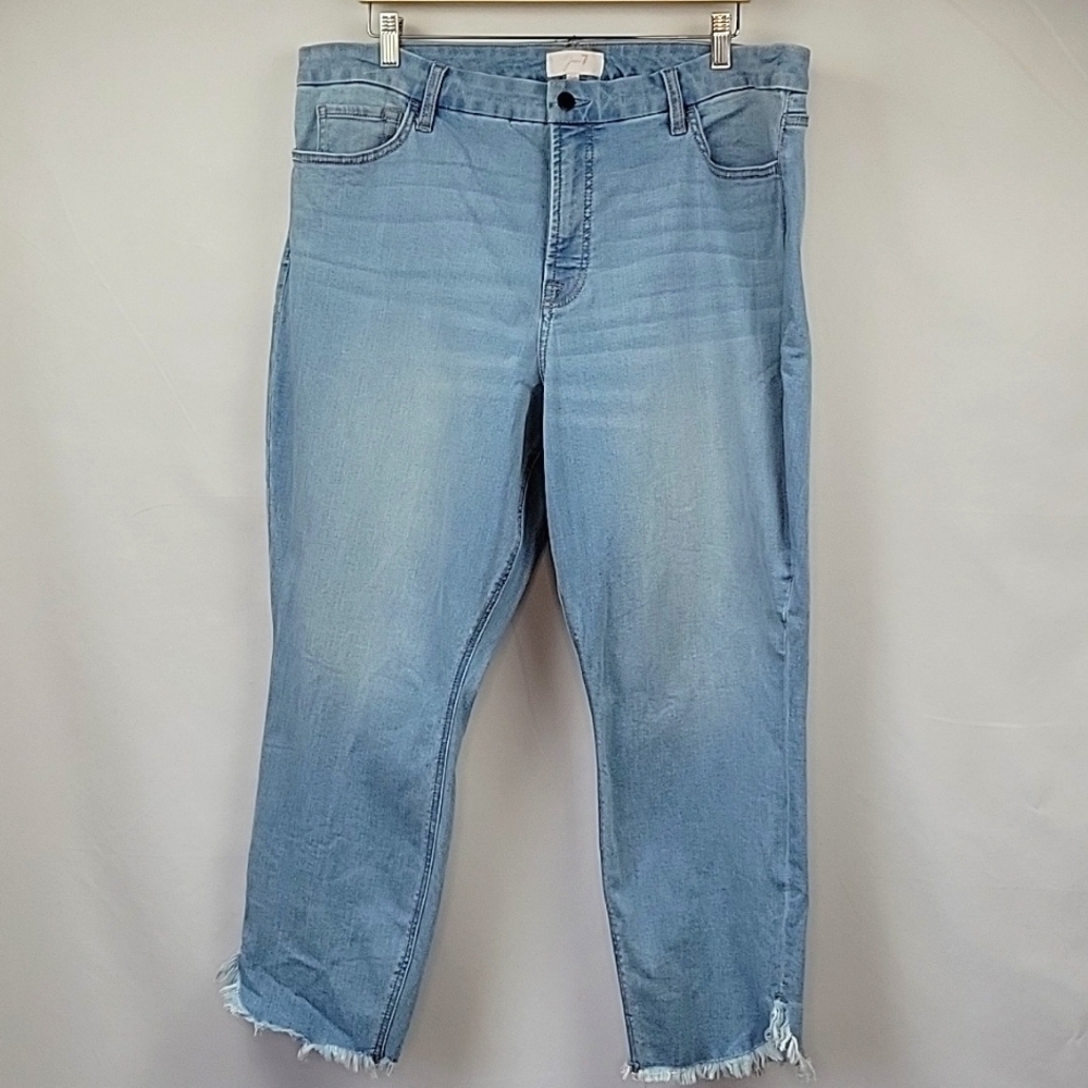 Jen 7 by & FAM Ankle Skinny Jeans Light Wash Size 18